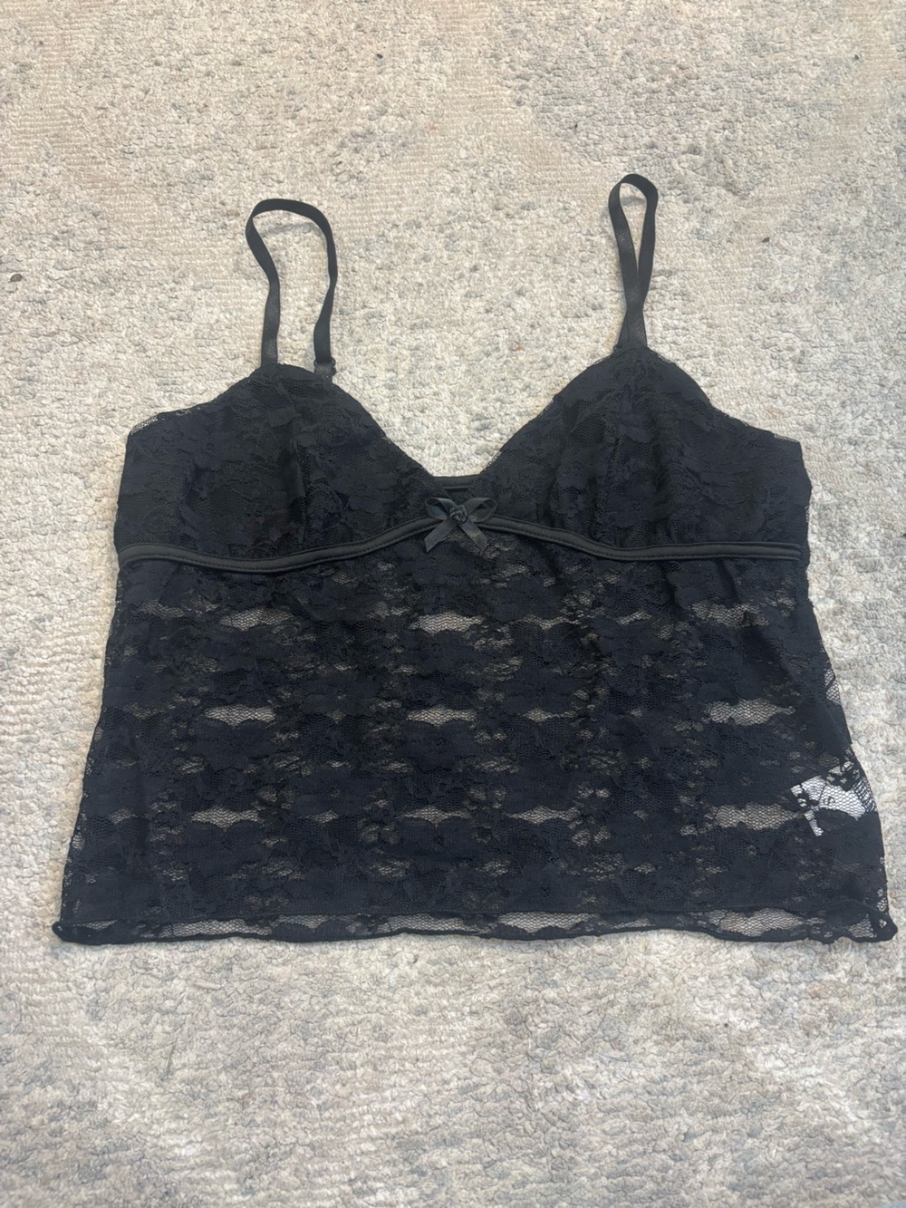 SHEIN Black Lace Camisole Tank with Bow Detail